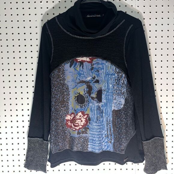 C Fait Pour Vous Paris abstract  painting long sleeve shirt - Picture 1 of 7